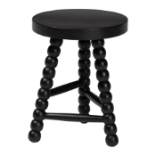bali & pari David Acacia Wood Multipurpose Accent Stool - Turned Bobbin Decorative Side ottoman with Tripod Base, Black